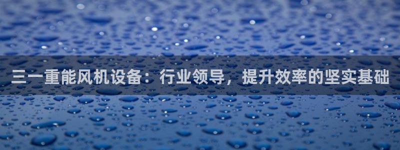 辉达娱乐最新消息新闻：三一重能风机设备：行业领导，提升效率的
