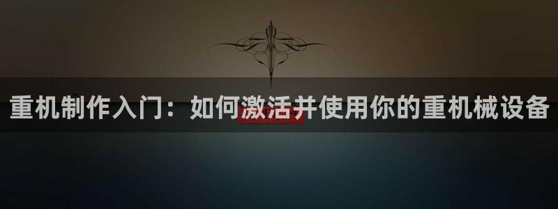 辉达娱乐重庆时时彩：重机制作入门：如何激活并使用你的重机械设